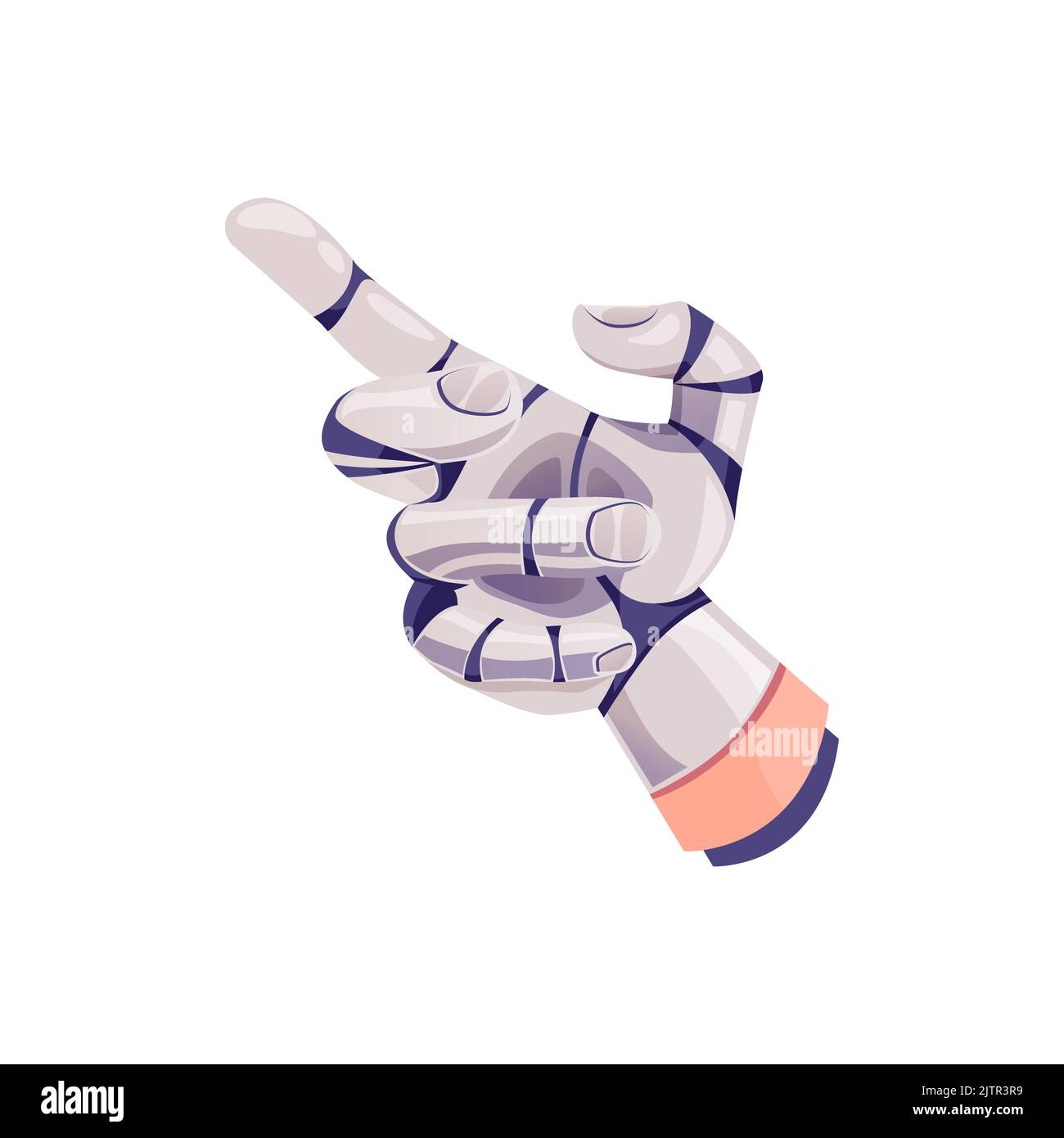 Human hand with pointing finger up, robotic prosthesis isolated cartoon