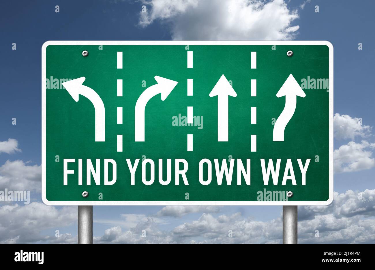 Find your own way - roadsign message Stock Photo