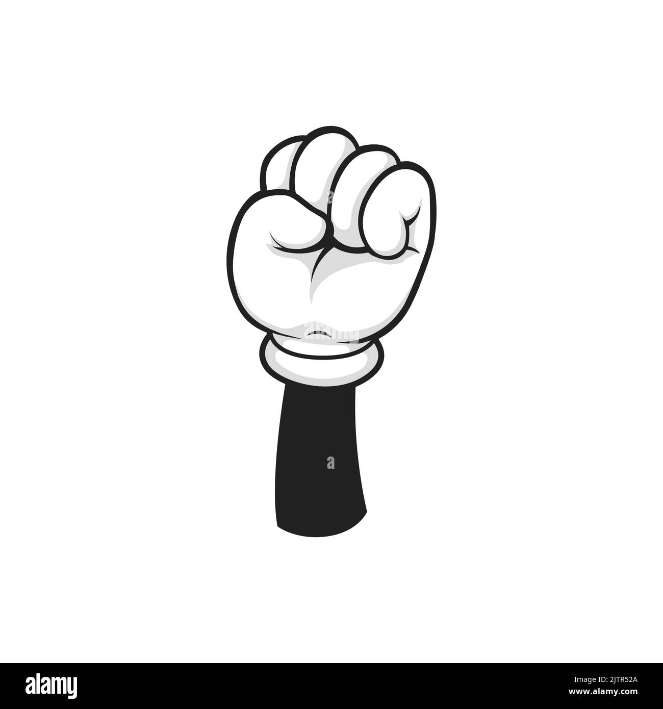 Hand in fist isolated cartoon glove hand arm, comic gesture. Vector arm
