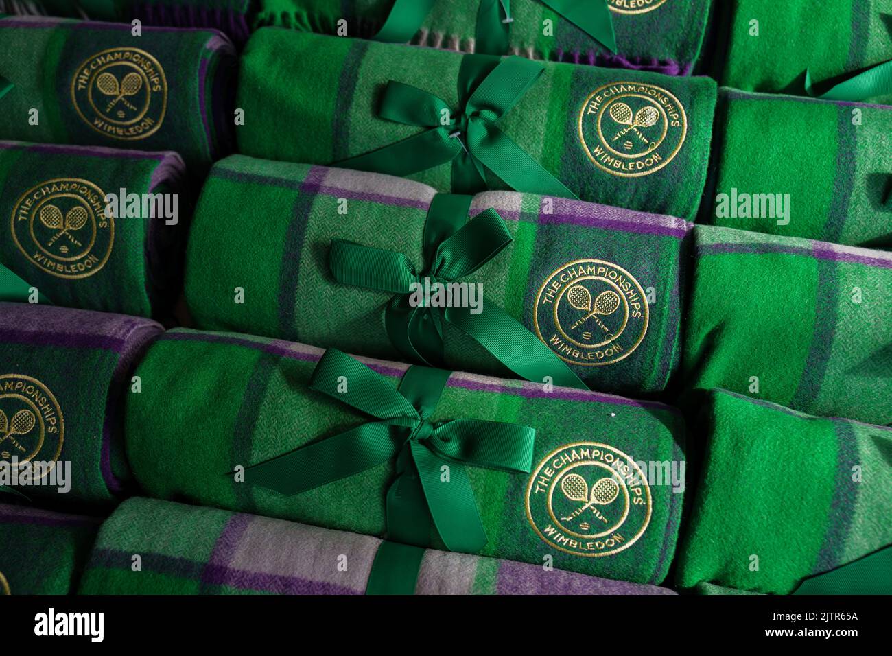 Wimbledon branded blankets Stock Photo