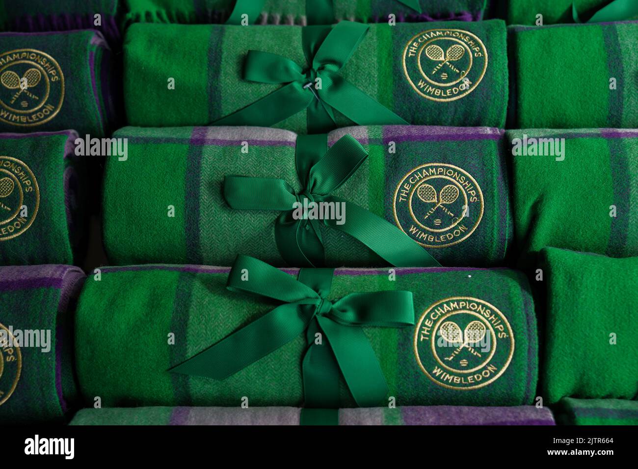Wimbledon branded blankets Stock Photo