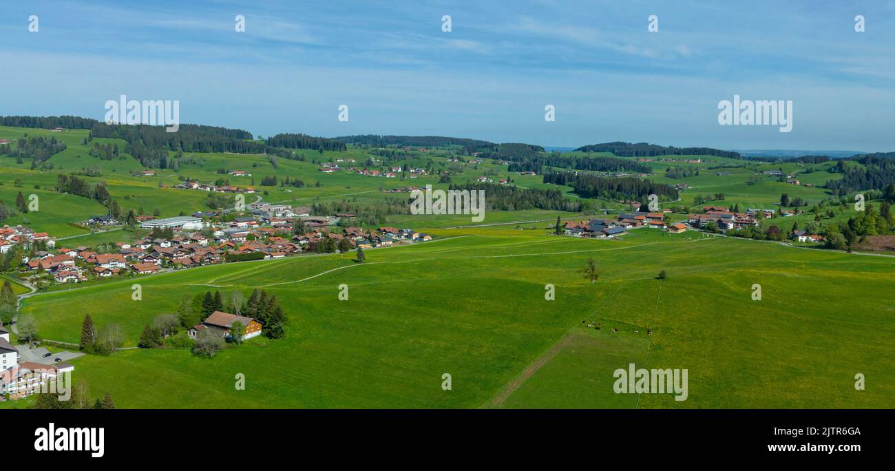 Aerial view to the region of Oberstaufen in bavarian Allgaeu Stock ...