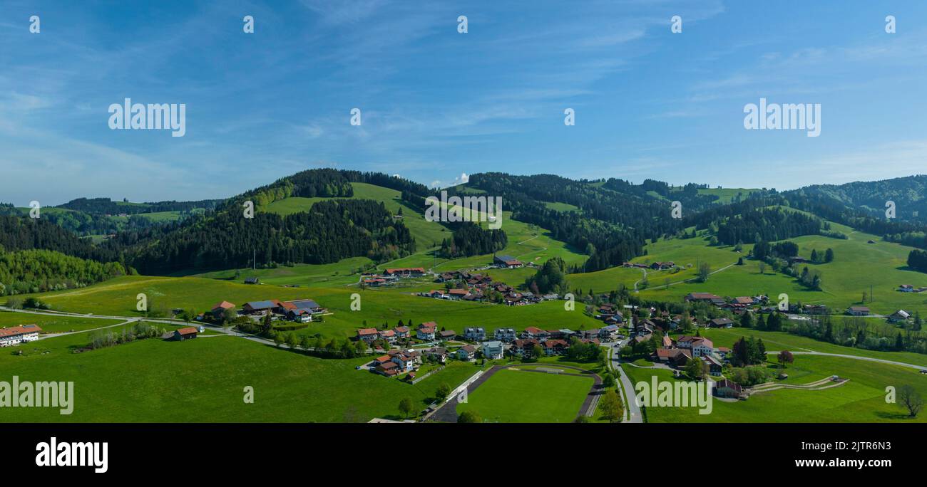 Aerial view to the region of Oberstaufen in bavarian Allgaeu Stock ...