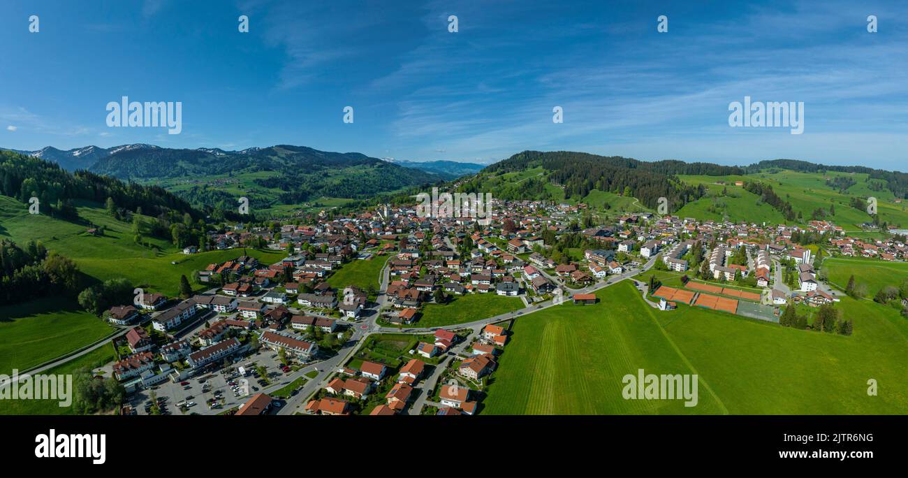 Aerial view to the region of Oberstaufen in bavarian Allgaeu Stock ...