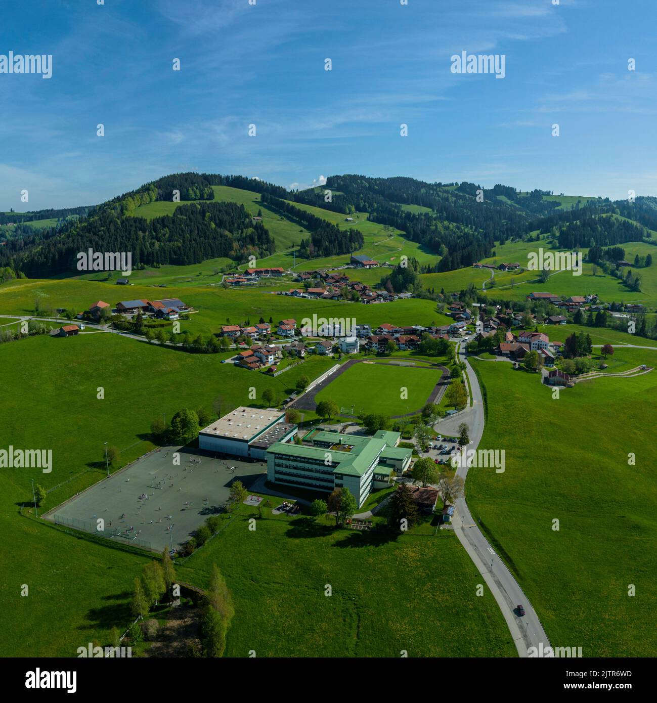Aerial view to the region of Oberstaufen in bavarian Allgaeu Stock ...
