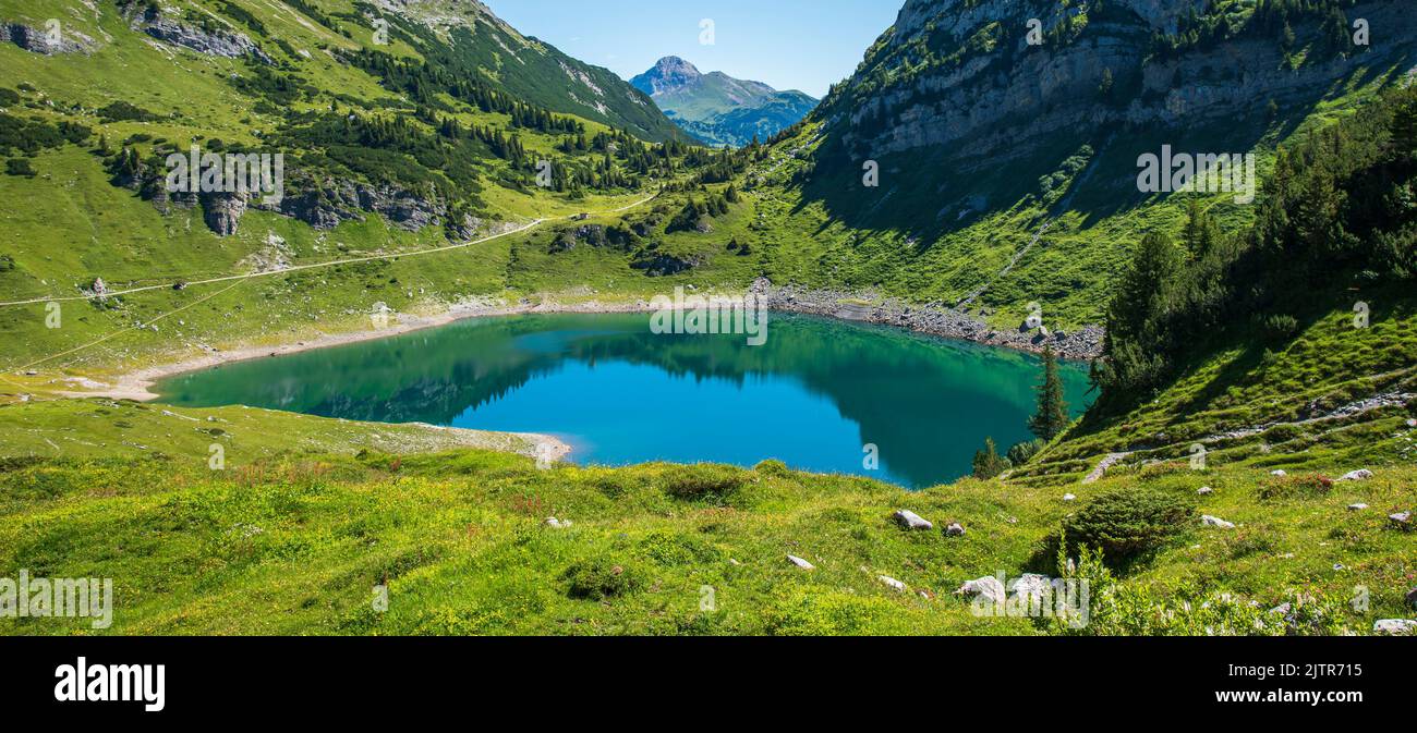 Natural landscape at Formarinsee in the Lechquellen Mountains Stock Photo