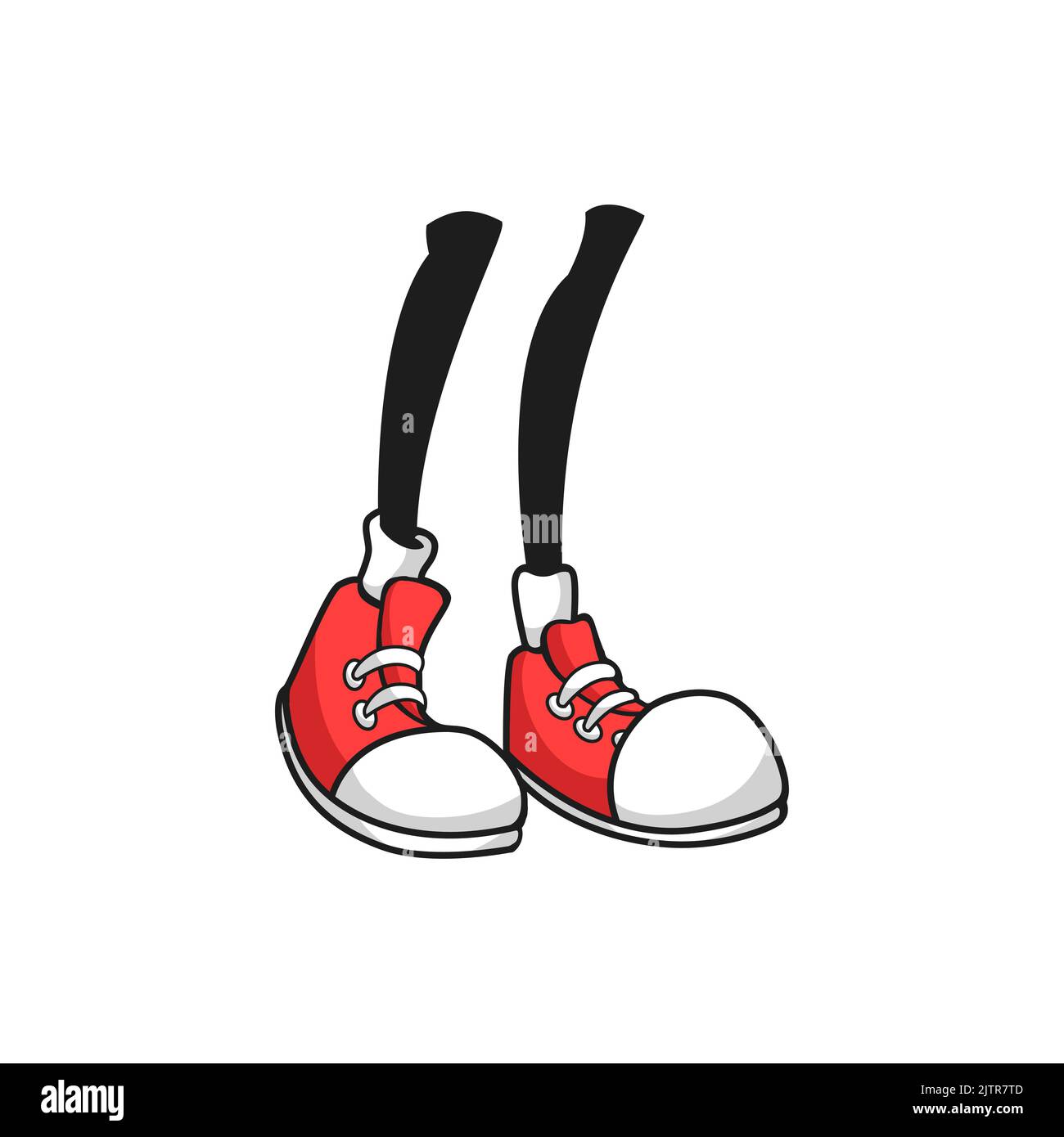Funny human legs in red shoes boots with white toe isolated. Vector