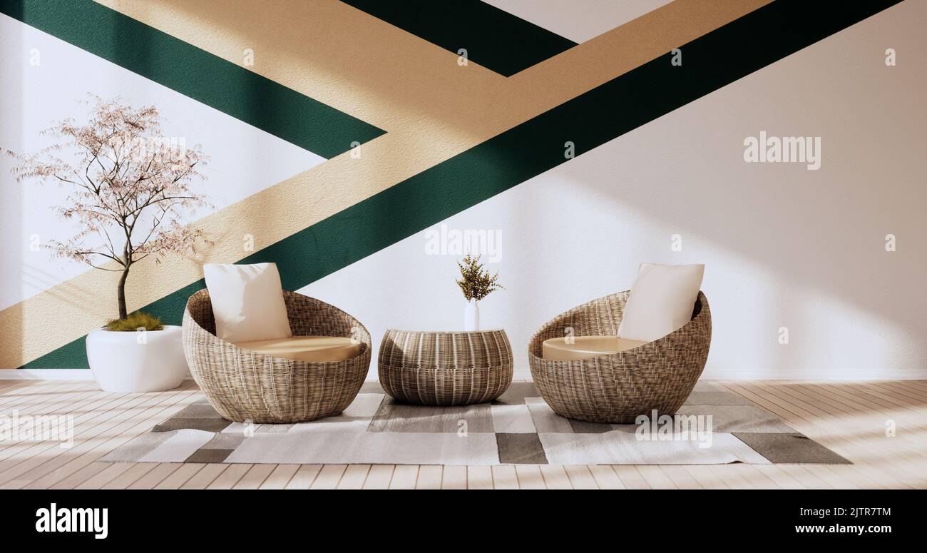 Dark Green and Brown wall on living room two tone colorful design.3D ...