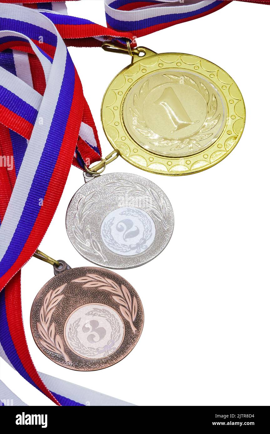 A sports award. Medals for sports achievements. Medals gold, silver and