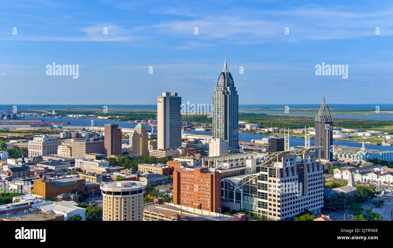 The downtown Mobile, Alabama waterfront skyline Stock Photo Alamy