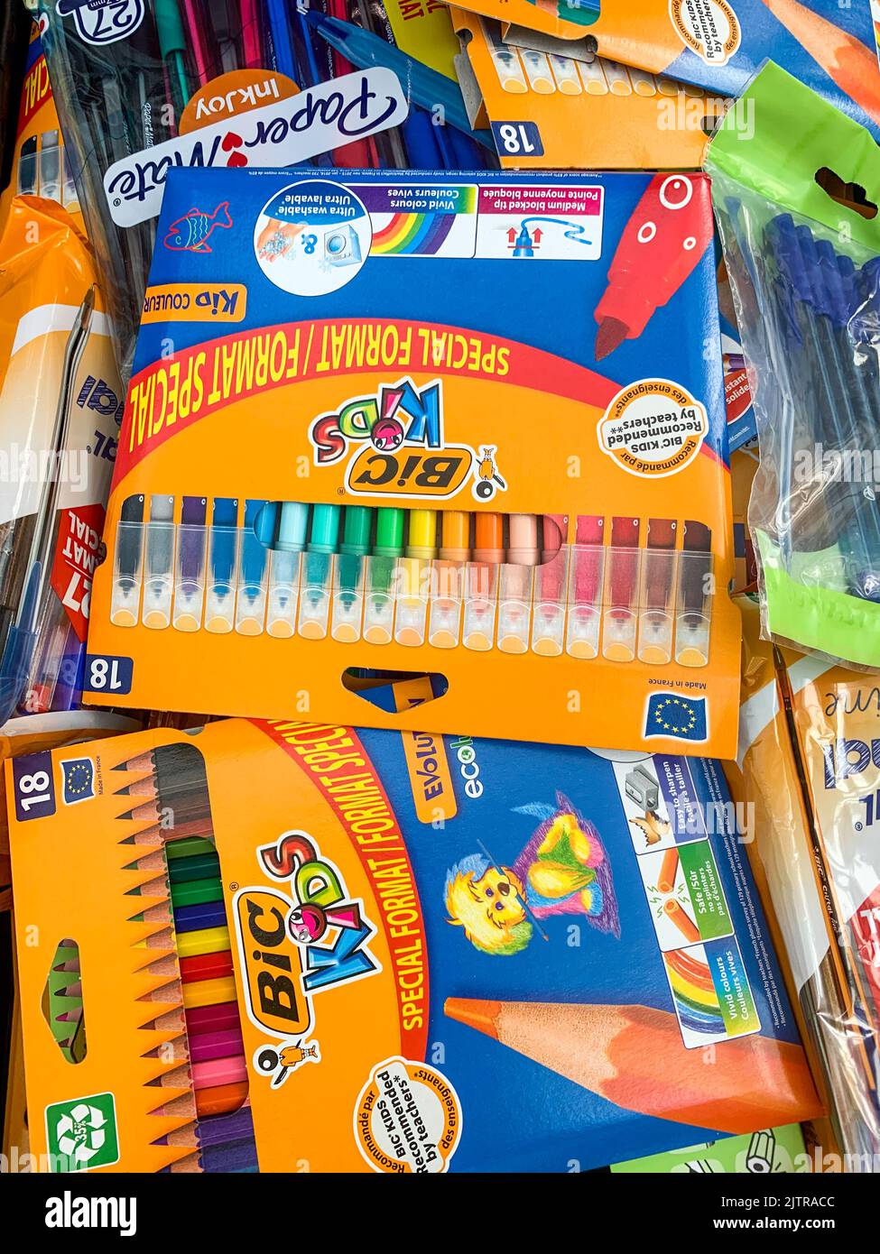 French Secours Populaire NGO collects school equipment ahead of the