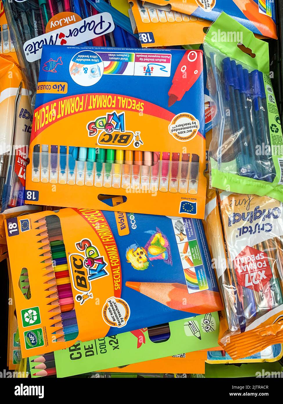 French Secours Populaire NGO collects school equipment ahead of the