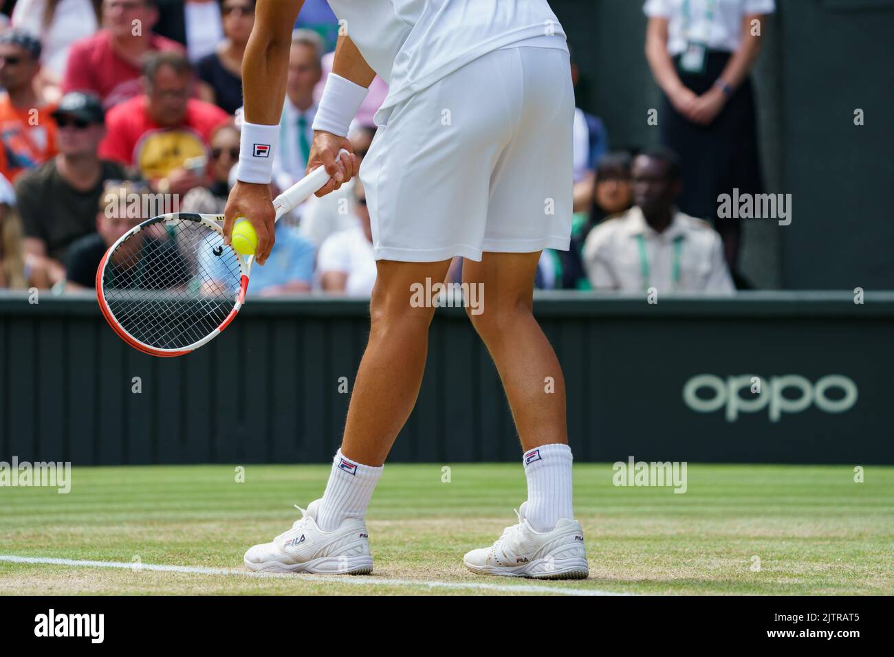 Detail of Brandon Nakashima of the USA in action at Wimbledon Championships 2022 Stock Photo