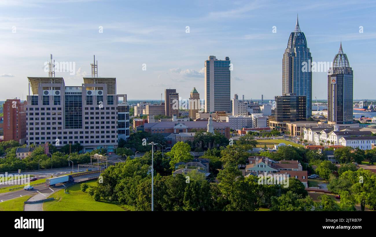 The downtown Mobile, Alabama waterfront skyline Stock Photo Alamy