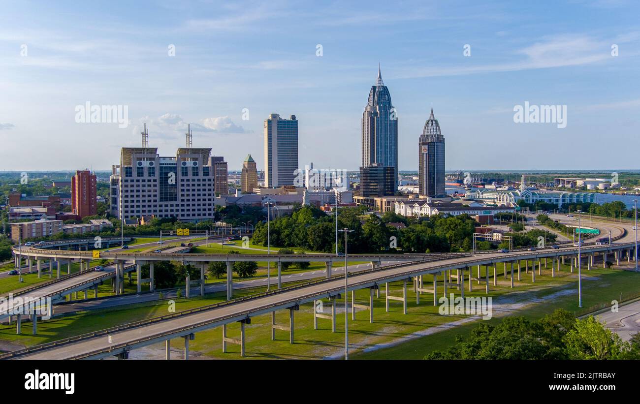 The downtown Mobile, Alabama waterfront skyline Stock Photo Alamy