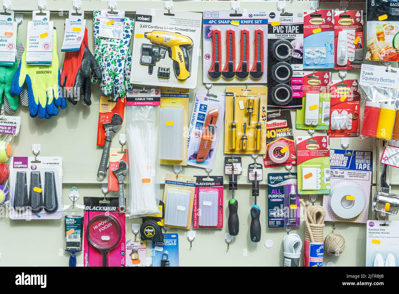 1 September 2022 Display of DIY tools in hardware store, London , UK