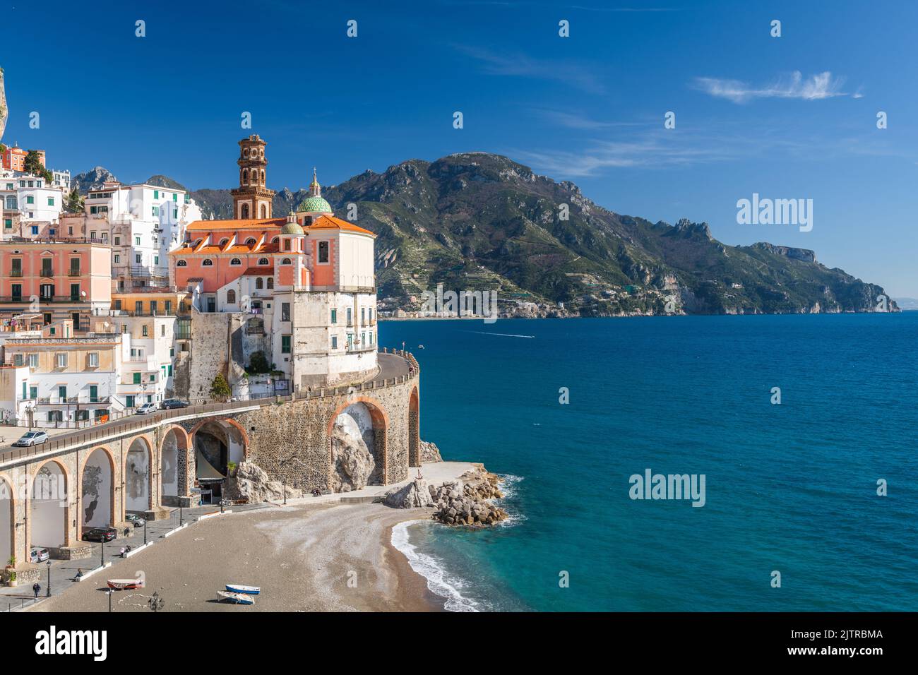 Atrani, Italy along the beautiful Amalfi Coast in the afternoon. Stock Photo