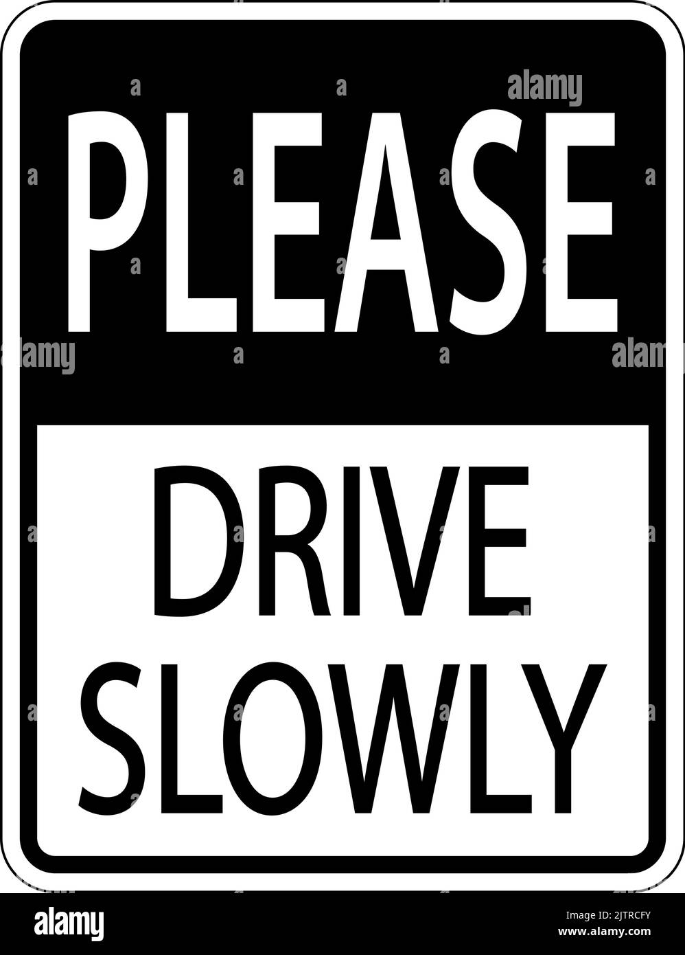 Please Drive Slowly Sign On White Background Stock Vector