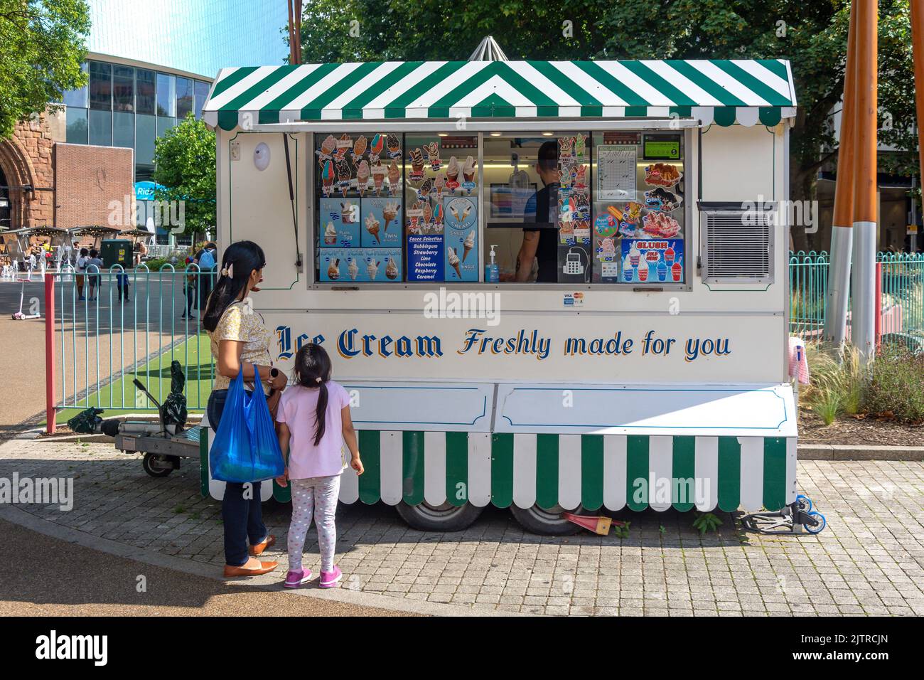Ice cream vendor, Bull Yard, Coventry, West Midlands, England, United