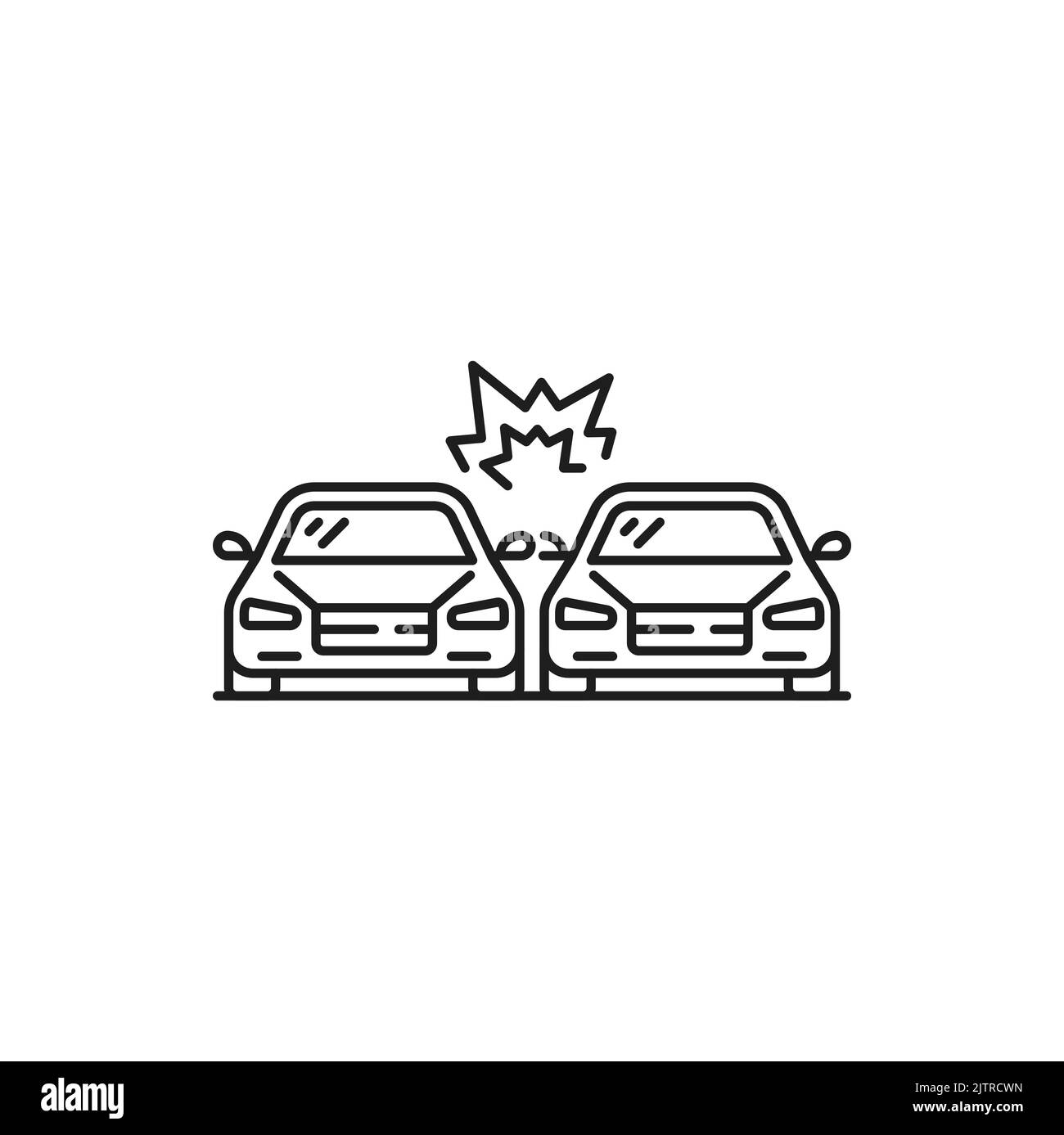 Car crash, damage or road accident thin line icon. Car driving safety 