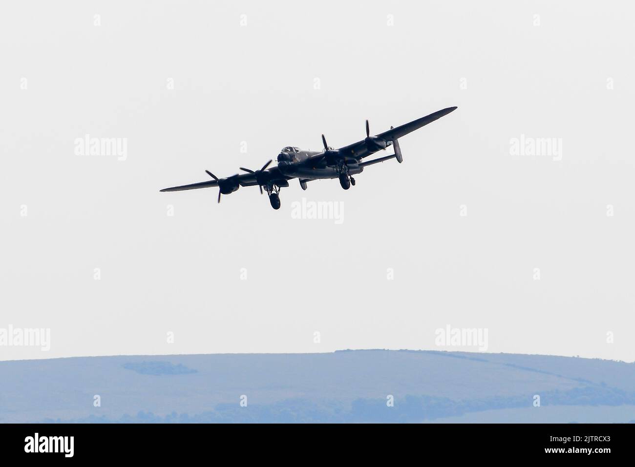 Bournemouth, Dorset, UK.  1st September 2022.  The RAF Battle of Britain Memorial Flight Lancaster Bomber performing a display during the first day of the Bournemouth Air Festival at Bournemouth in Dorset.  Picture Credit: Graham Hunt/Alamy Live News Stock Photo