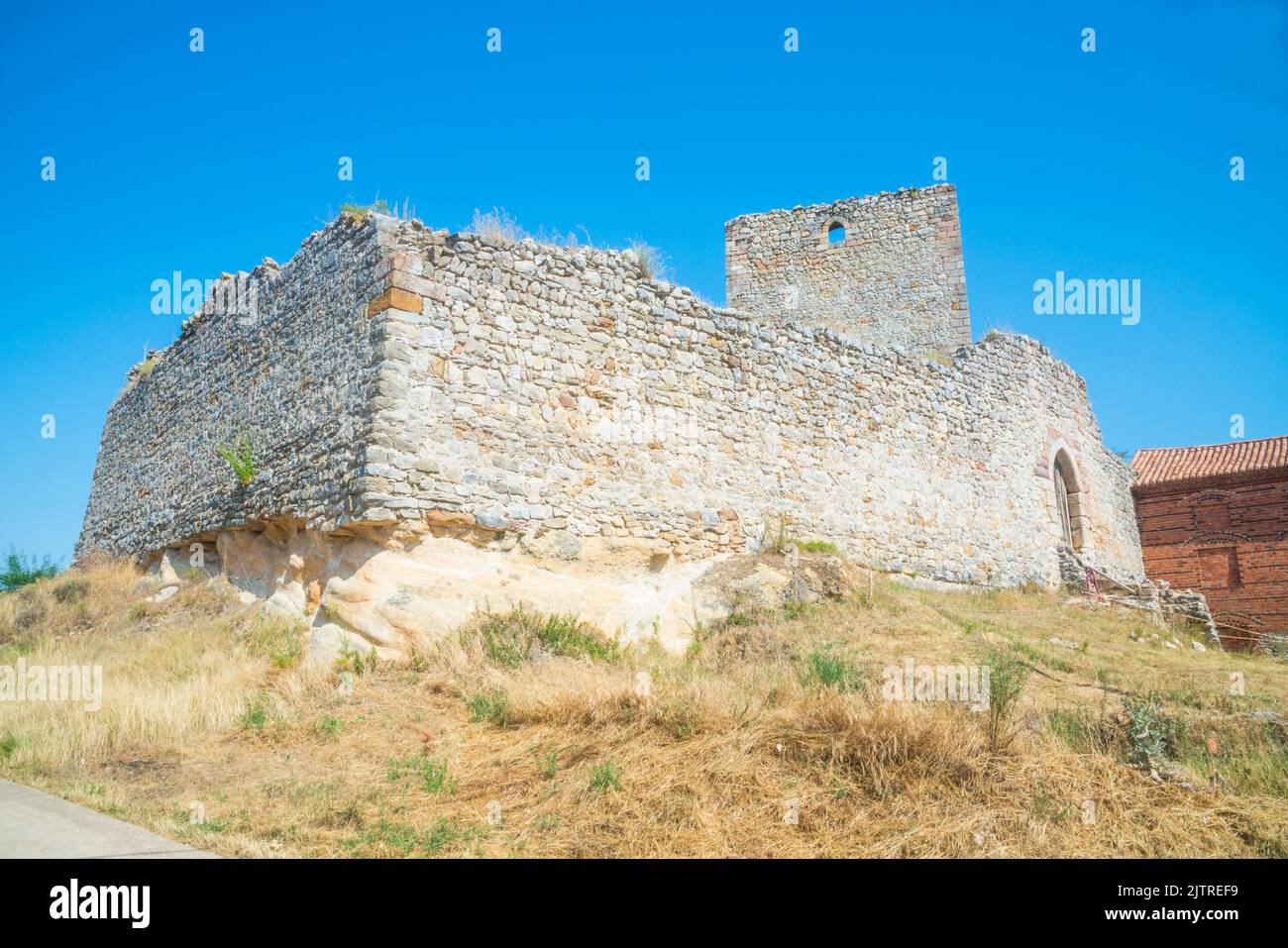 Ruins of the castle. Rebolledo de la Torre, Burgos province, Castilla Leon, Spain. Stock Photo
