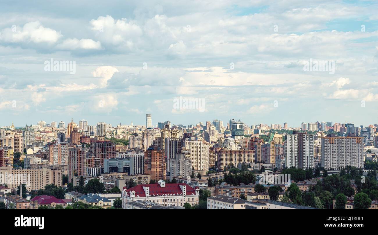 Kyiv city panorama, aerial view Stock Photo