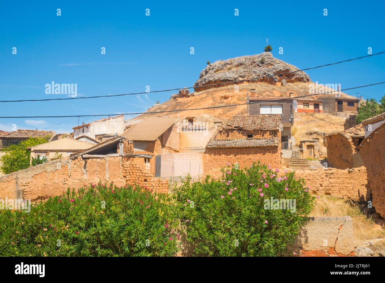 Traditional wine cellars. Alcubilla del Marques, Soria province, Castilla Leon, Spain. Stock Photo