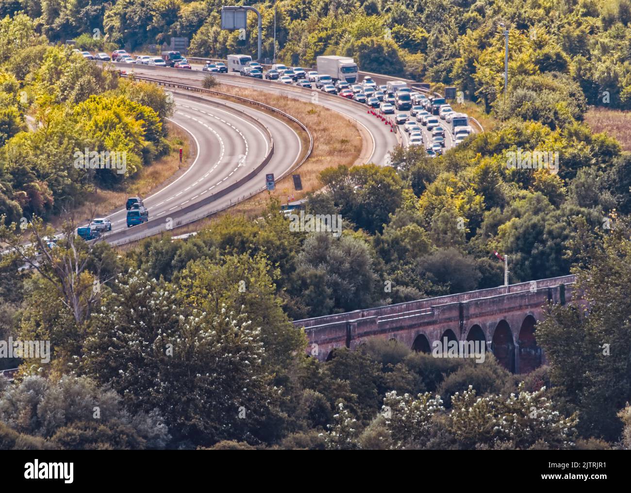 The M3 jammed up outside Winchester Stock Photo Alamy