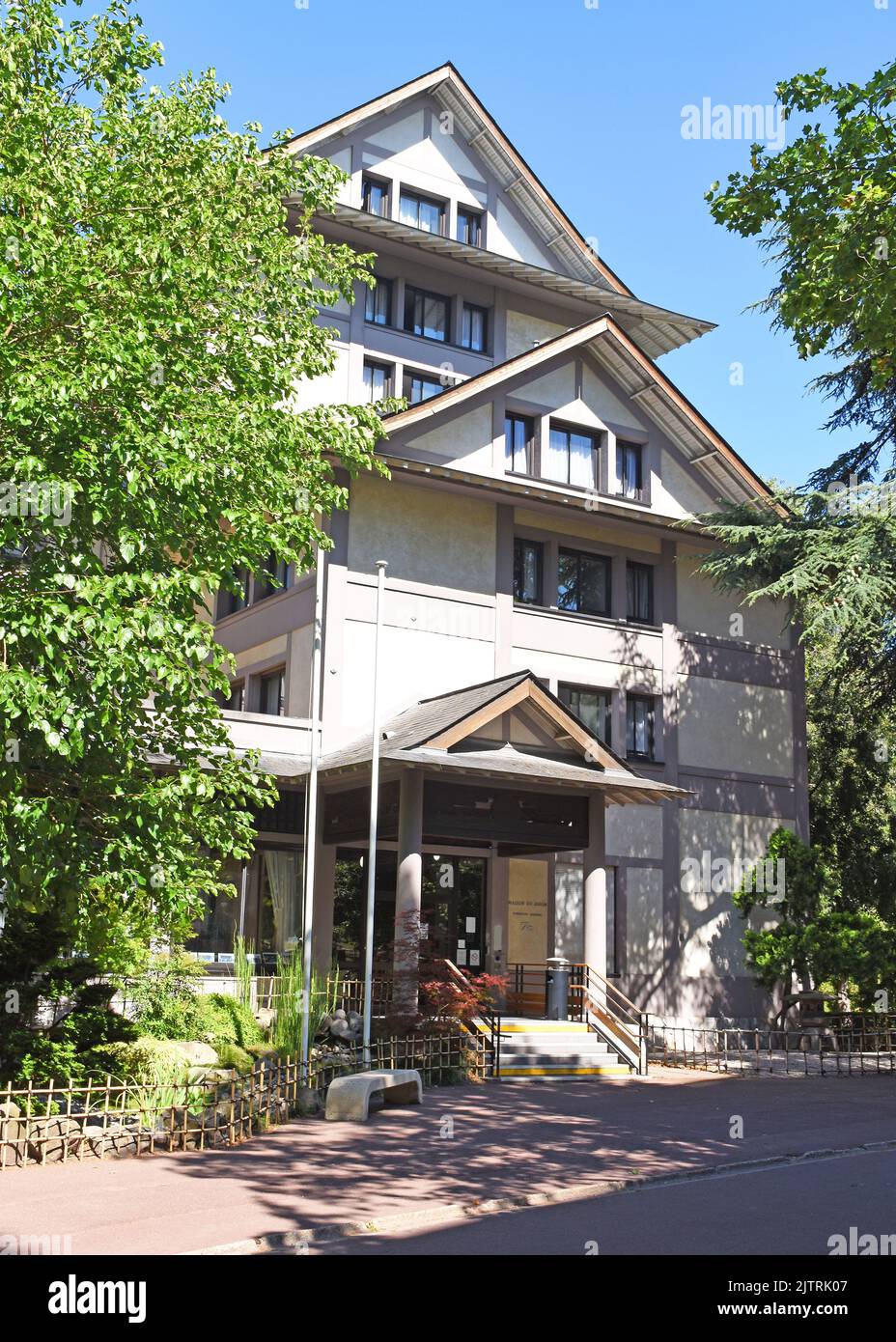 The Maison de Japan, Japanese Pavilion, in the Cité Internationale Universitaire, Paris, built 1927-29 in a style reflecting Japanese traditions Stock Photo