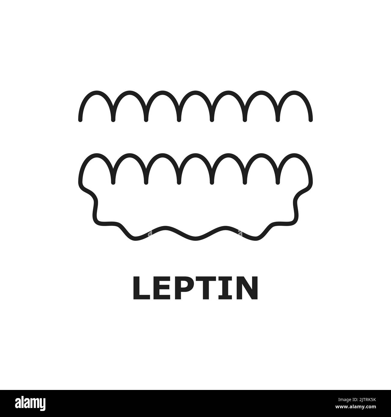 Leptin formula isolated peptide hormone chemical structure thin line icon. Vector symbol for biology, chemistry, naturopathy, medicine. Adipose cells Stock Vector