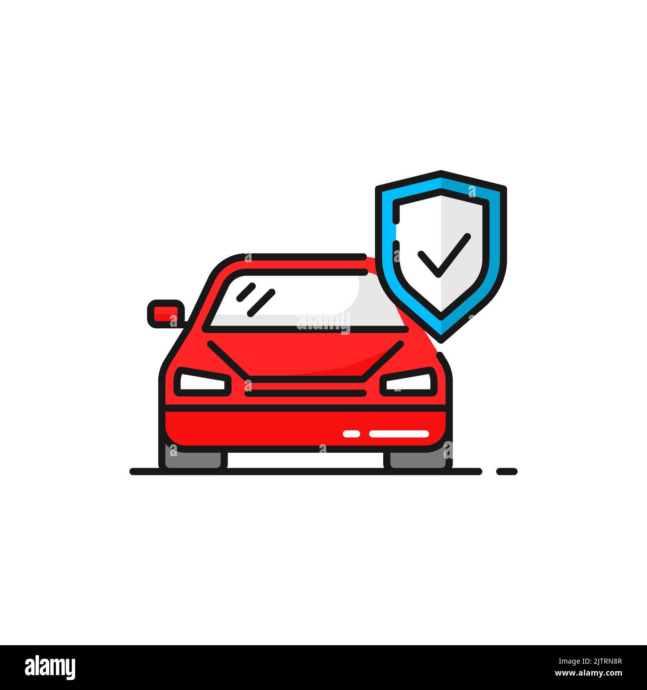 Auto insurance and safety shield isolated outline color icon. Vector