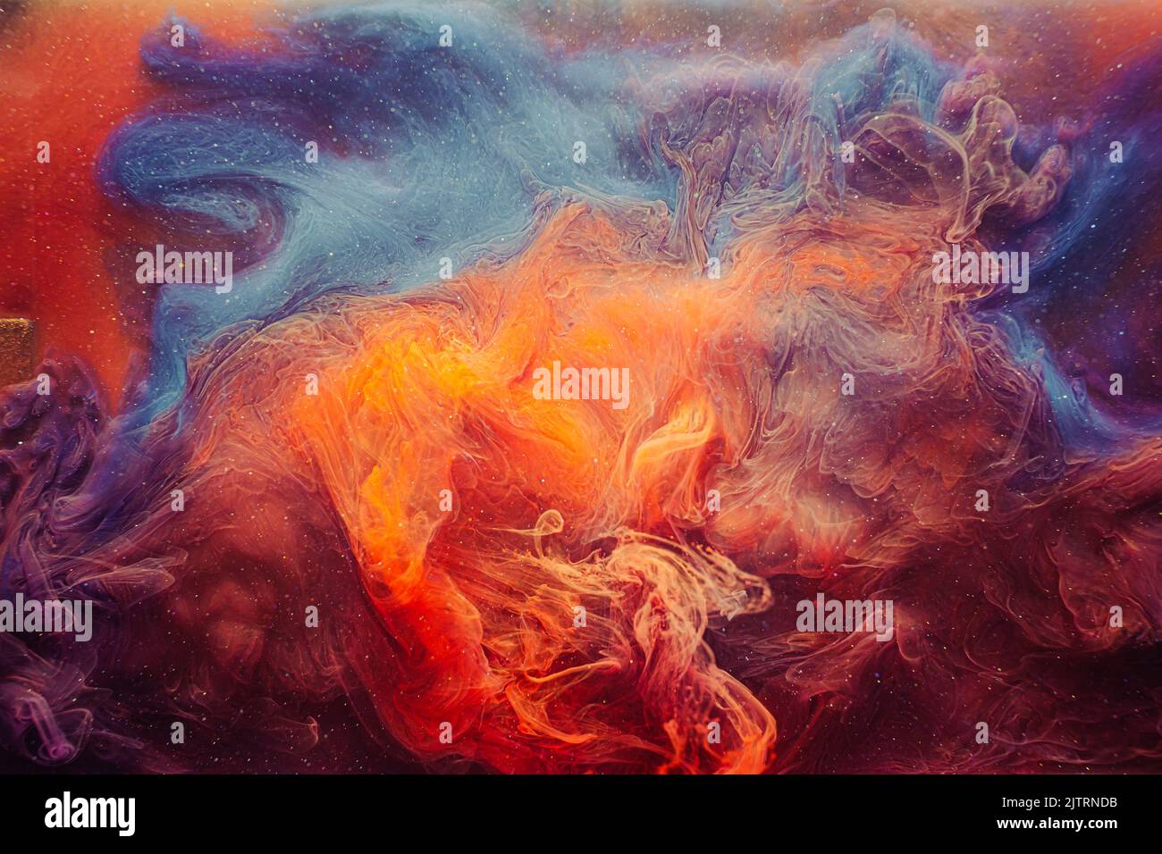 fume background mysterious aura orange blue haze Stock Photo