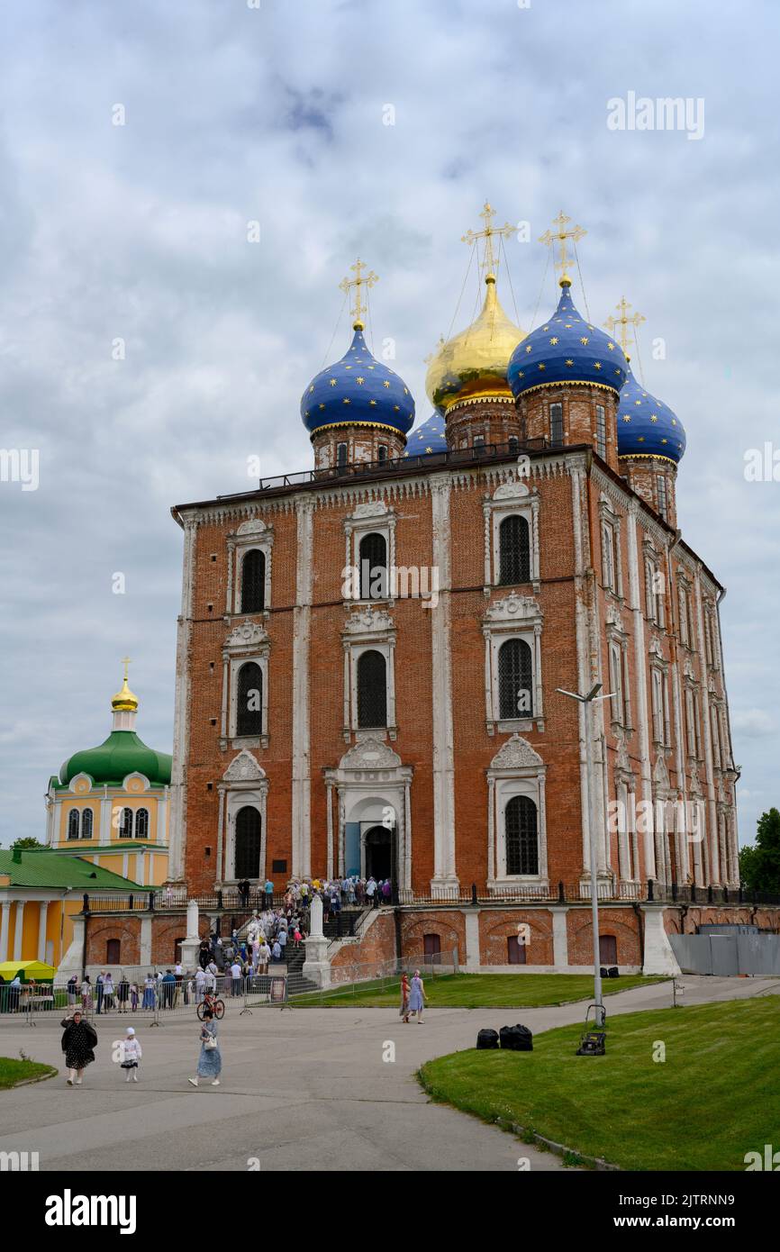 Russian Renaissance Orthodox medieval Assumption Cathedral of the 17th century on the ...