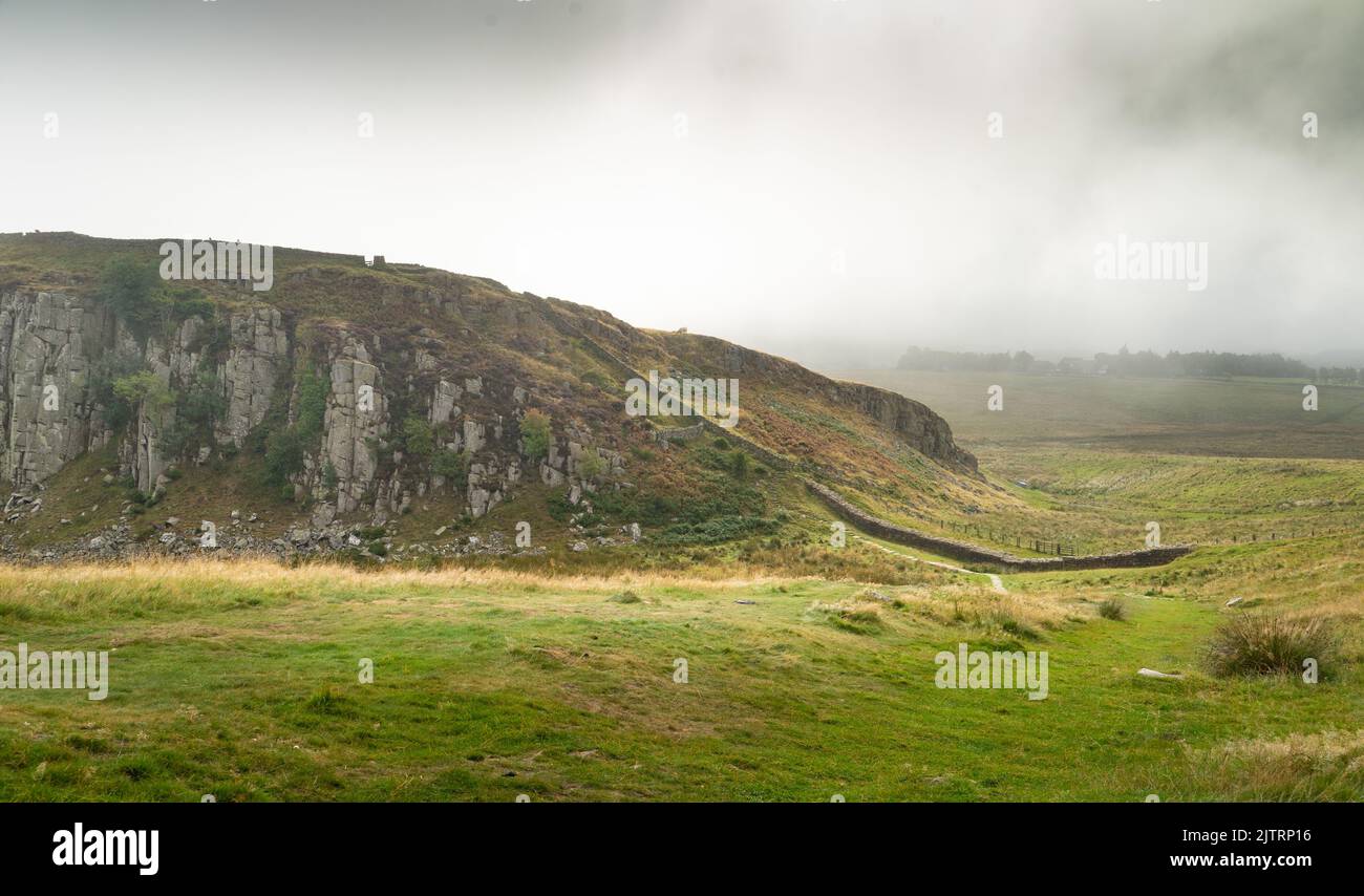 Hadrian's Wall trail near Steel Rigg in Northumberland Stock Photo - Alamy