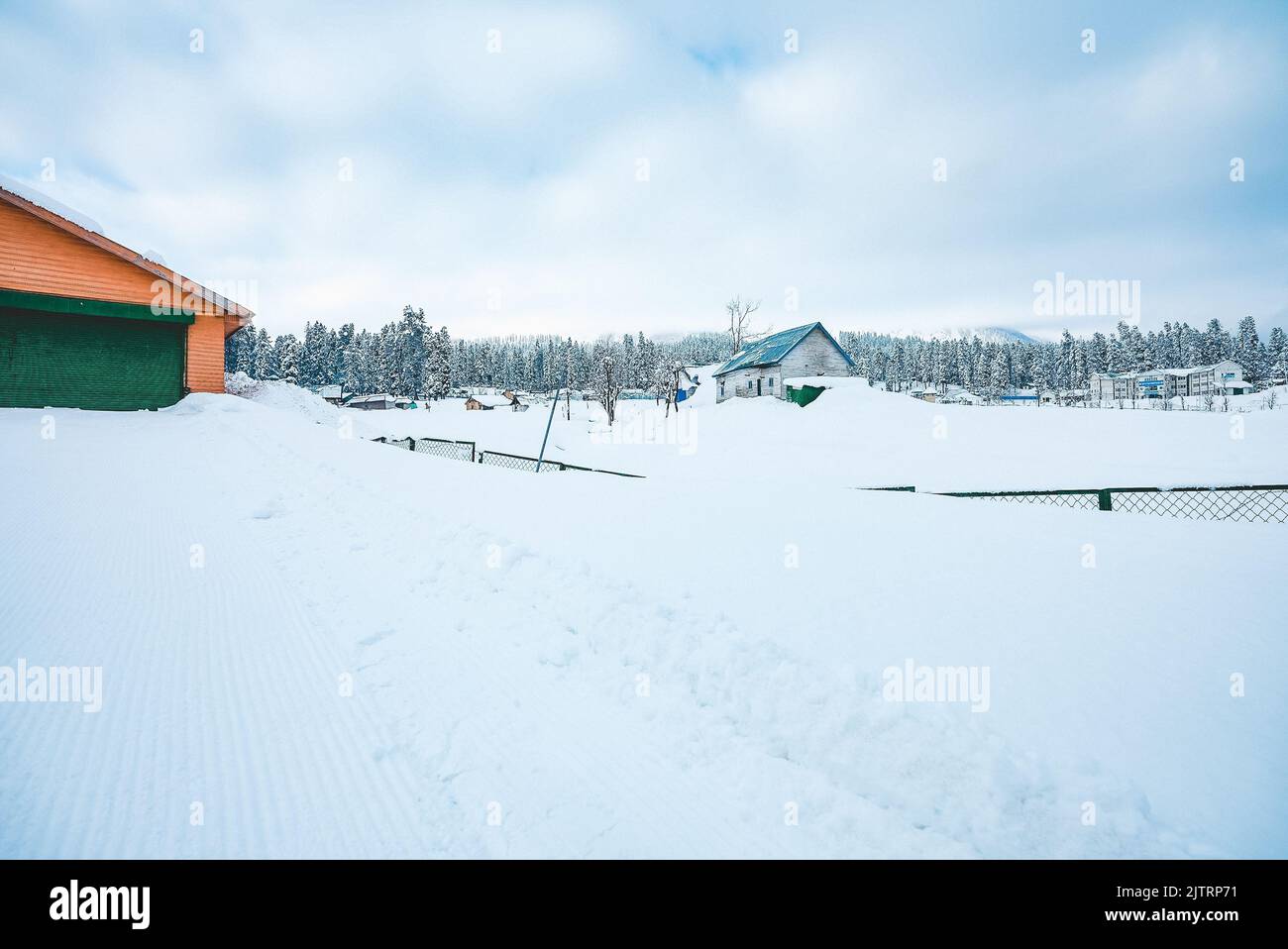 The countryside houses surrounded by snow Stock Photo - Alamy