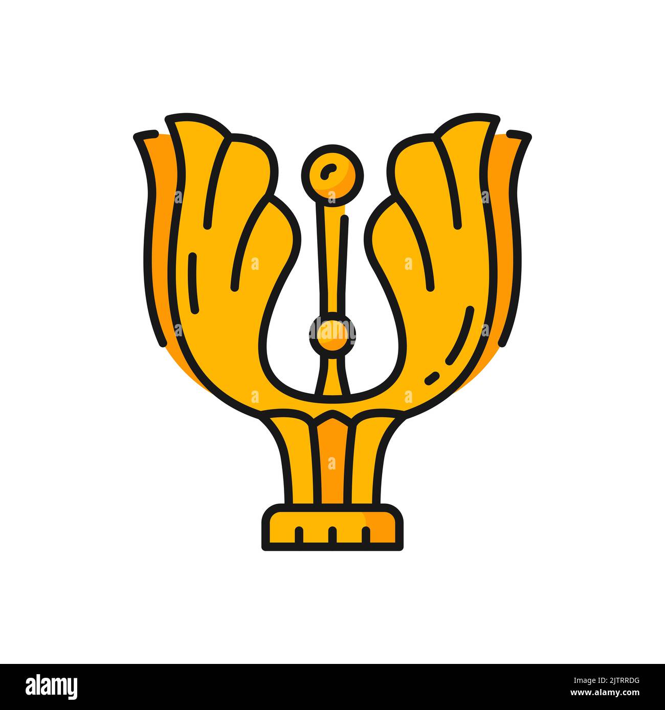 Golden statue of national chinese Bauhinia blakeana flower outline icon