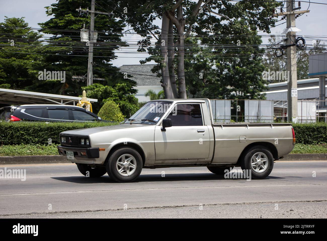Chiangmai, Thailand -  June  13 2022: Private Old Pickup car, Mitsubishi L200 First generation. On road no.1001, 8 km from Chiangmai city. Stock Photo
