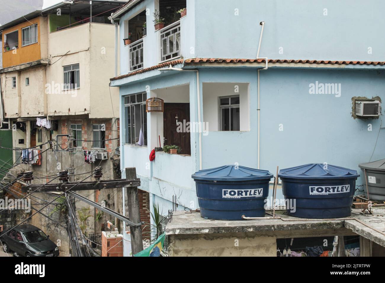 view from inside the rocinha favela in Rio de Janeiro, Brazil - November 29, 2012: view from inside the rocinha favela, the largest favela in latin am Stock Photo