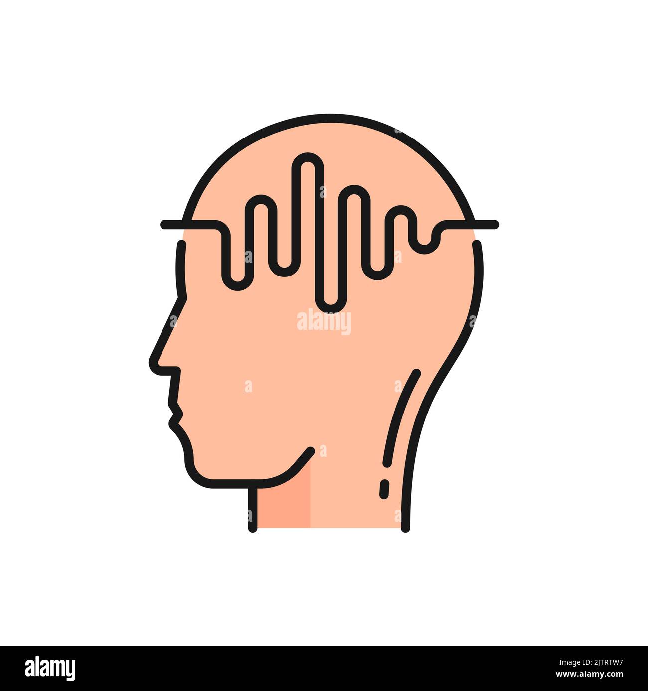 MRI scan icon, radiology and CT tomography of head, vector magnetic resonance imaging. MRI scanner machine linear pictogram of head for medical health Stock Vector