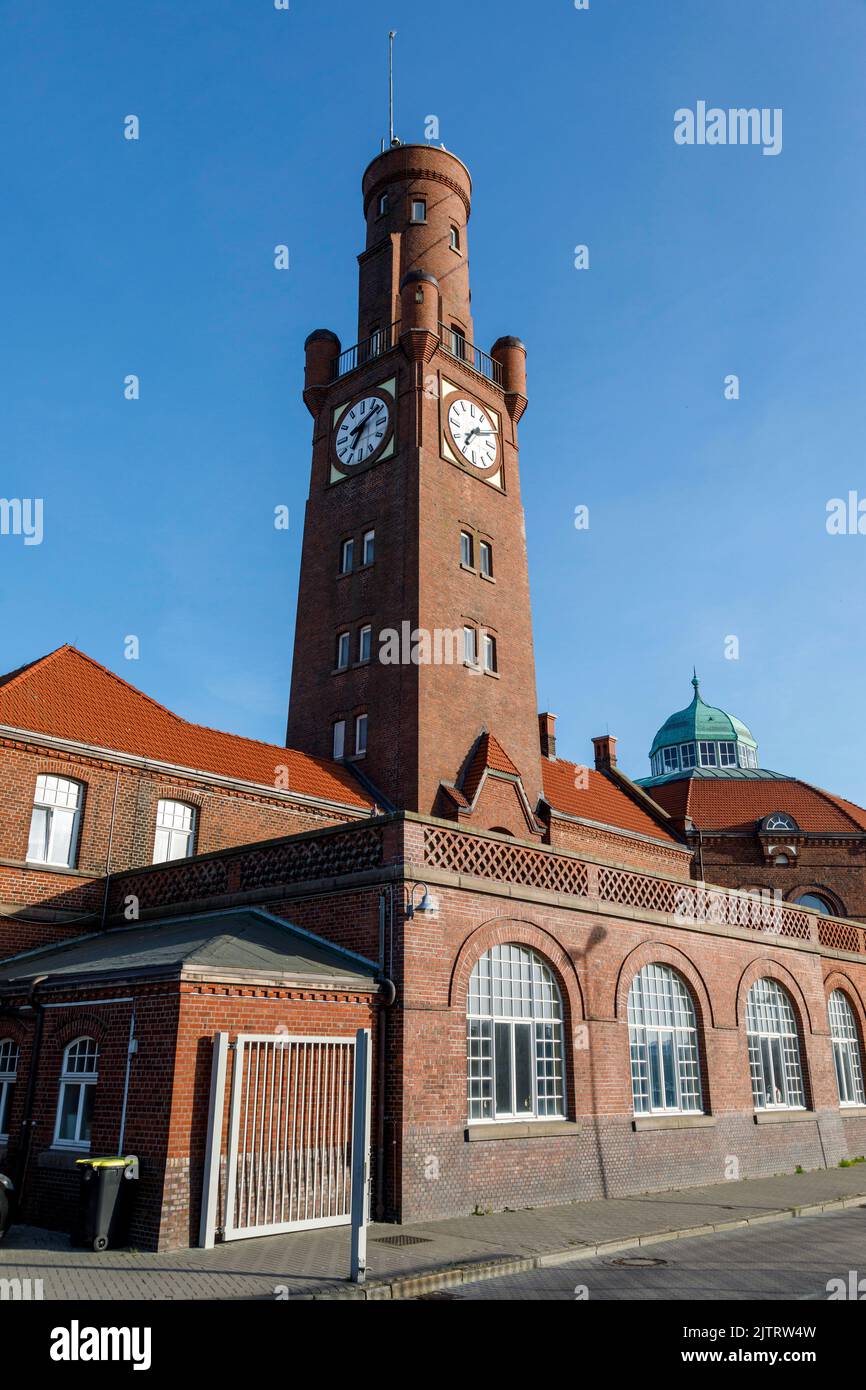 HAPAG halls (America train station) in Cuxhaven, passenger terminal with rail connection to Hamburg Stock Photo