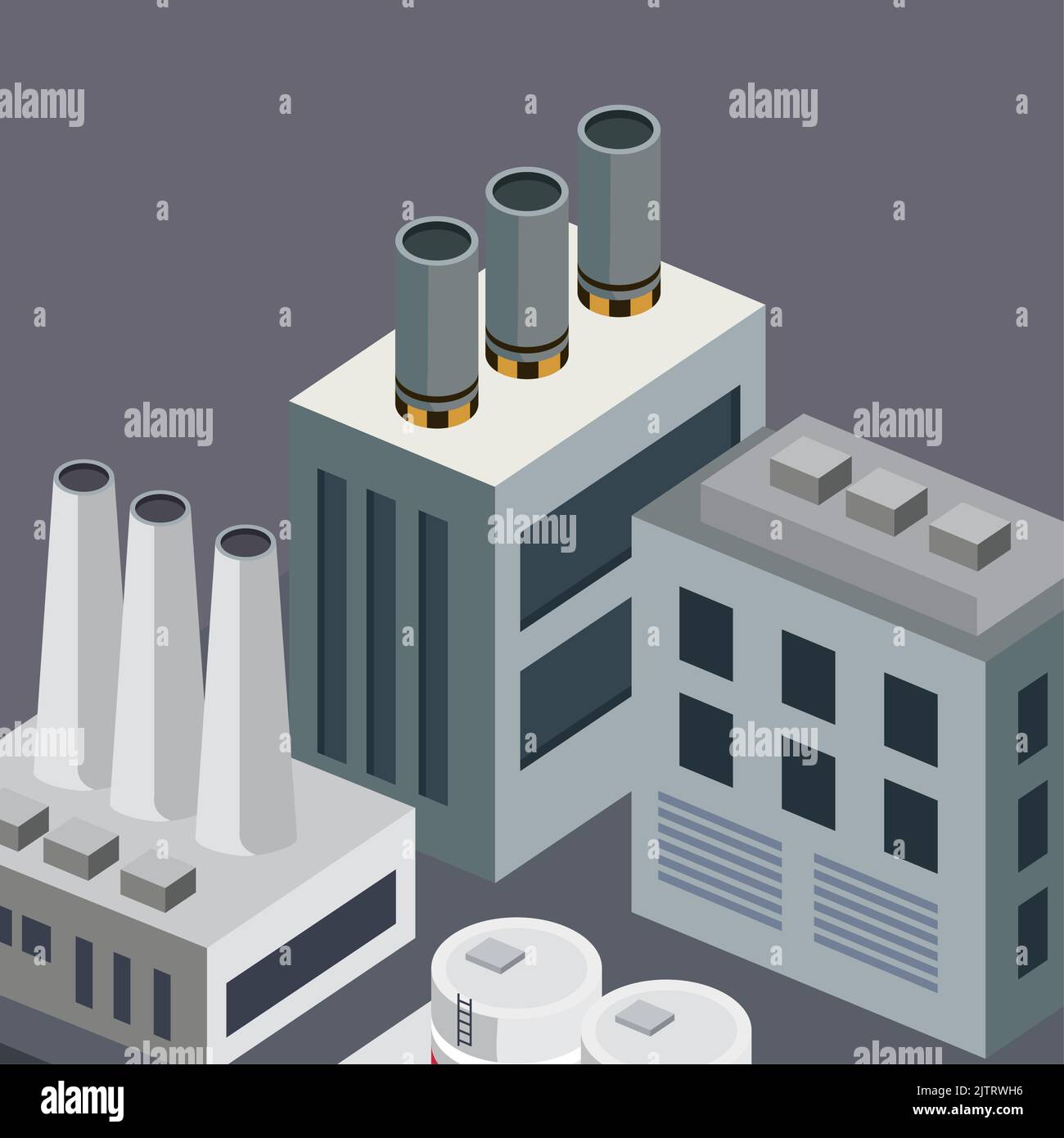 isometric buildings with chimneys Stock Vector
