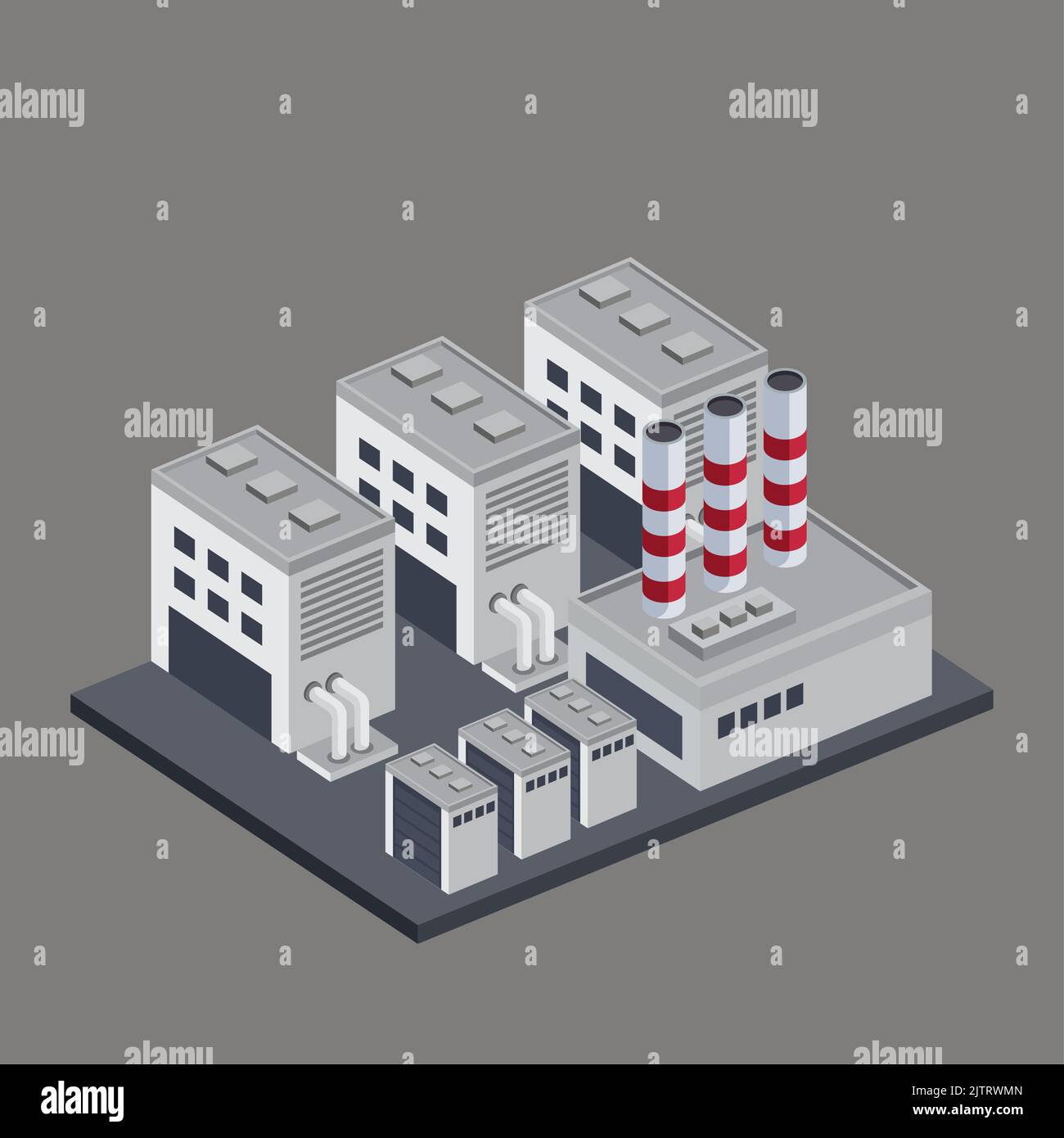 isometric buildings and chimneys Stock Vector