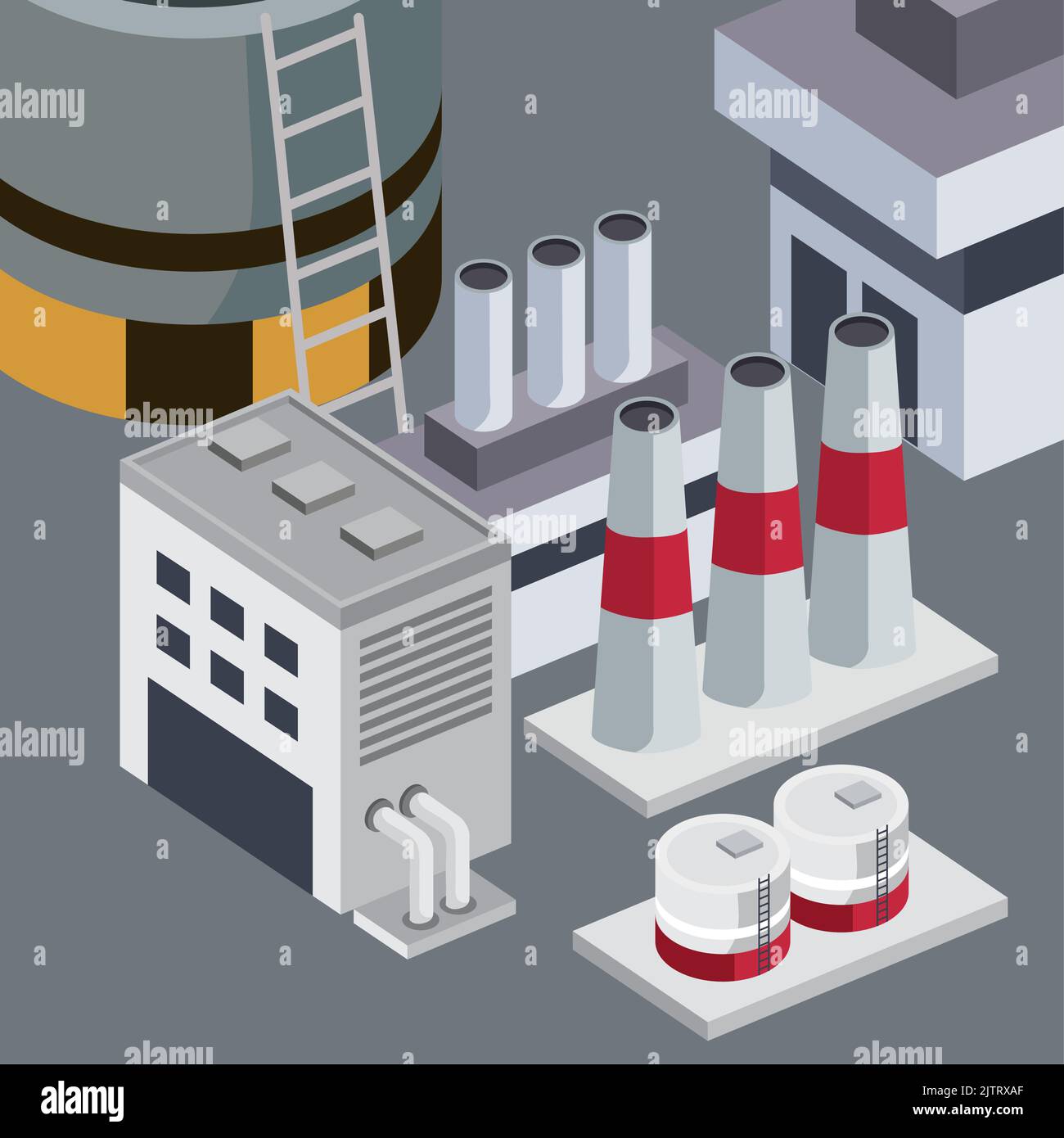 isometric factory chimneys and tank Stock Vector Image & Art - Alamy