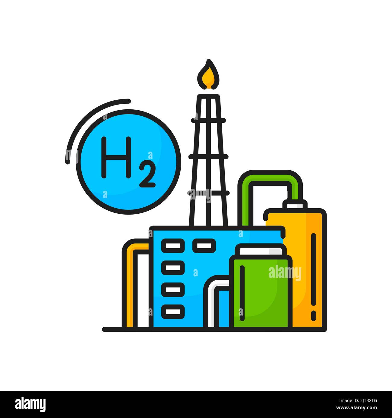 Hydrogen, green fuel energy and H2 production power plant or factory ...