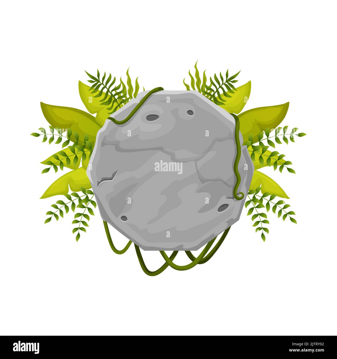 Stone game interface, Ui game button, gui element. Cartoon forest