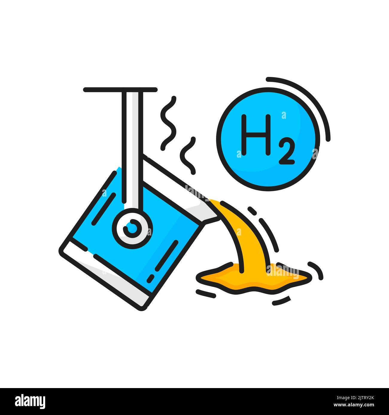 Hydrogen color icon, H2 in heavy industry and metallurgy, vector green energy symbol. Hydrogen renewable fuel and energy production technology of oxygen cells electrolysis, industry linear symbol Stock Vector