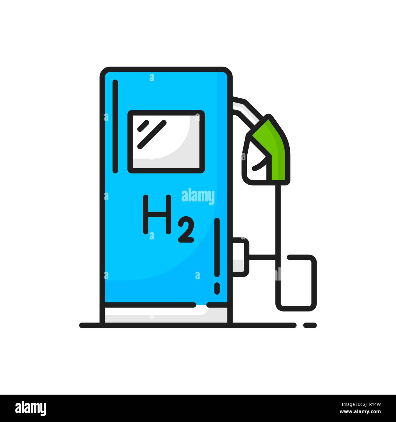 Hydrogen, H2 car fuel station, green energy icon or vector line symbol ...