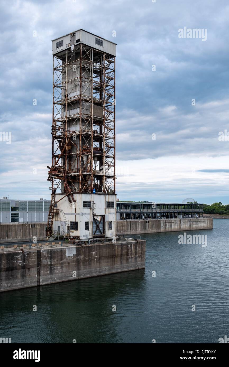 Conveyor tower, Old port of Montreal Stock Photo