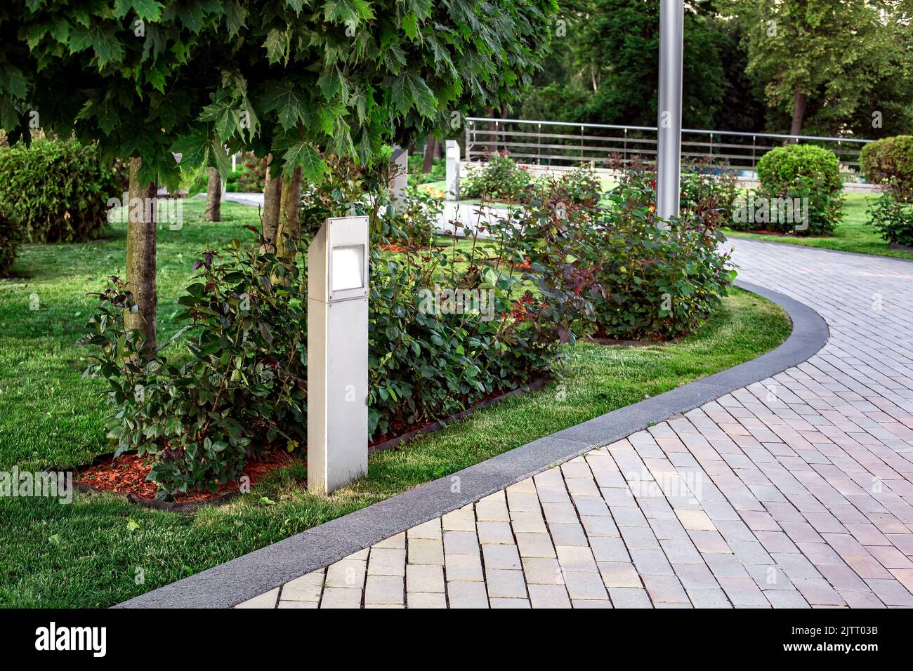 flat led lantern of ground garden lighting with roses flowers in